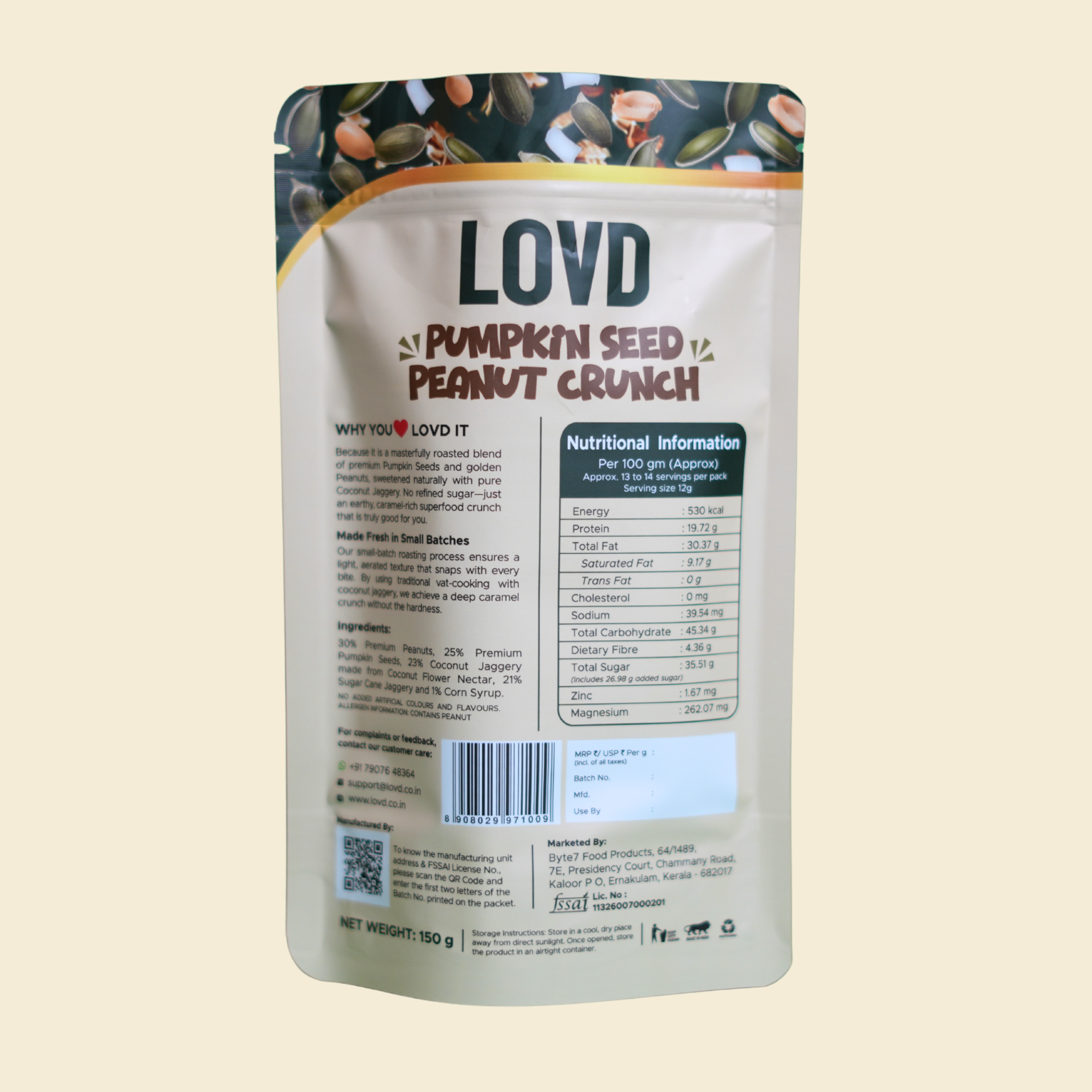 LOVD Pumpkin Seed Peanut Crunch | 150 g